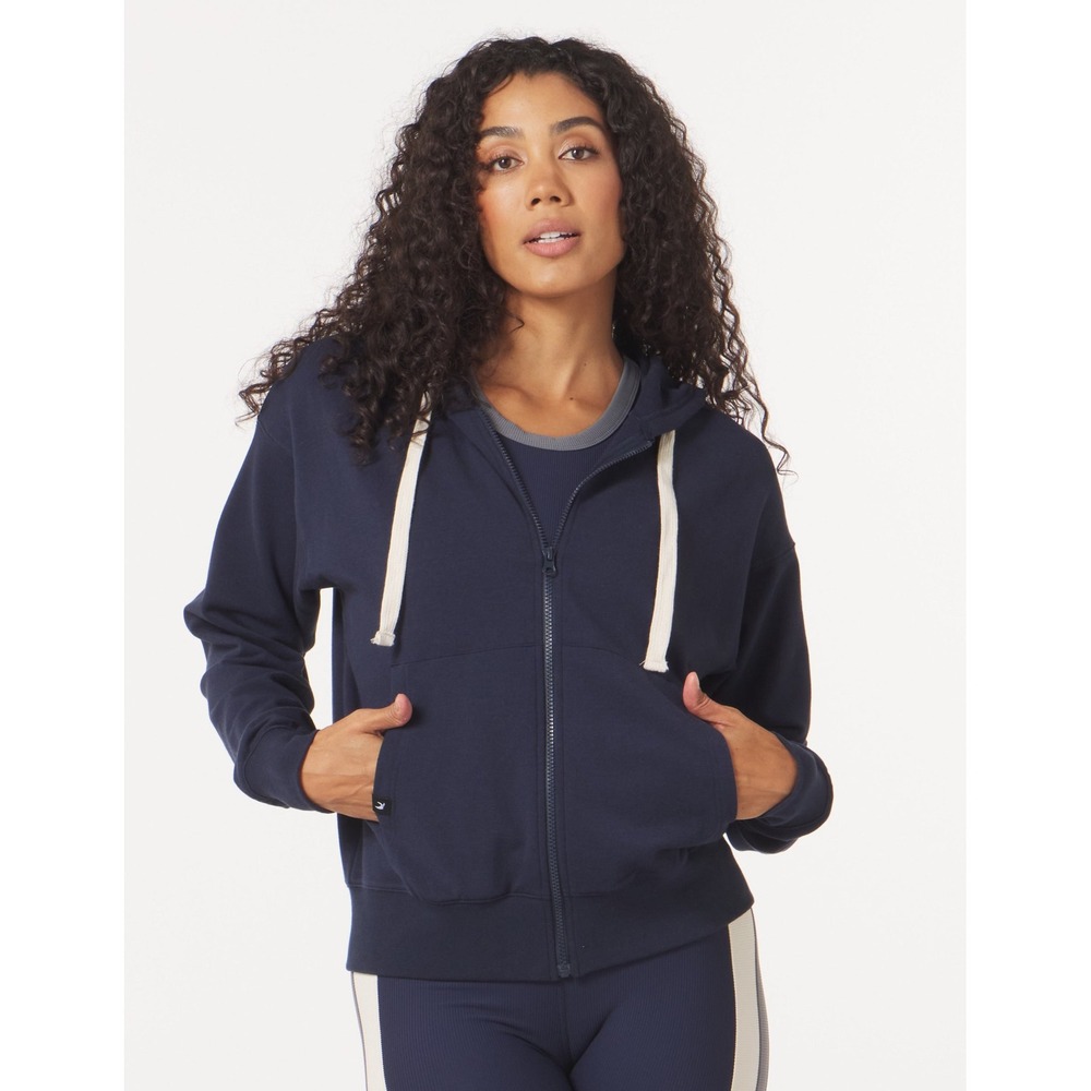 Glyder Vintage Oversized Zip Up Hoodie Navy Blue Women Small NWT $88 PDP-6865